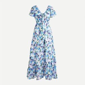 $198 NWOT J. Crew Sz Medium Women's Cotton Voile Sun Dress Blue Floral